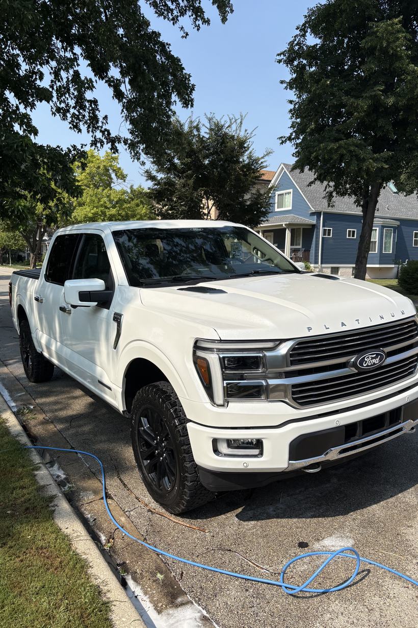 Freshly detailed white Ford F-150